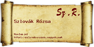 Szlovák Rózsa névjegykártya
